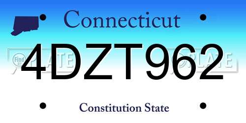 4DZT962 Connecticut License Plate