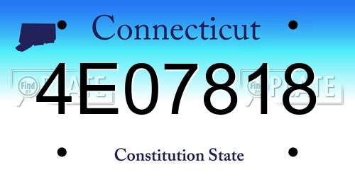 4E07818 Connecticut License Plate