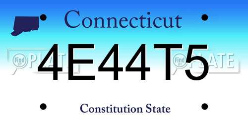 4E44T5 Connecticut License Plate