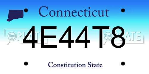 4E44T8 Connecticut License Plate