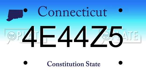 4E44Z5 Connecticut License Plate
