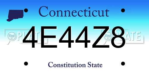 4E44Z8 Connecticut License Plate