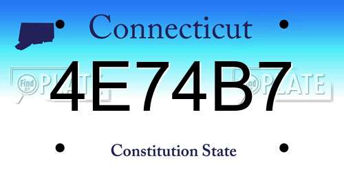 4E74B7 Connecticut License Plate