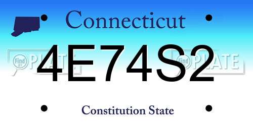 4E74S2 Connecticut License Plate