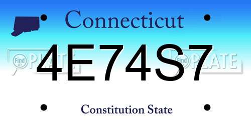4E74S7 Connecticut License Plate