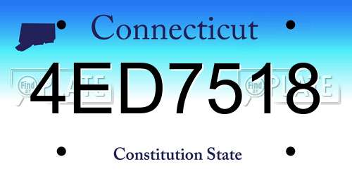 4ED7518 Connecticut License Plate