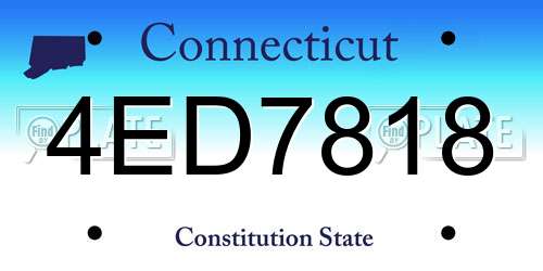 4ED7818 Connecticut License Plate