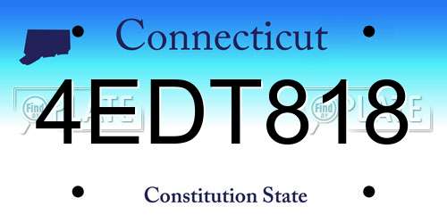 4EDT818 Connecticut License Plate