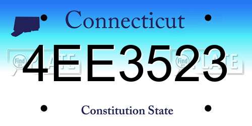 4EE3523 Connecticut License Plate
