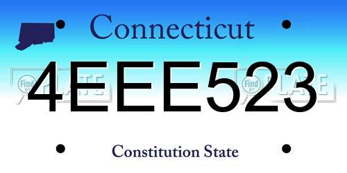 4EEE523 Connecticut License Plate