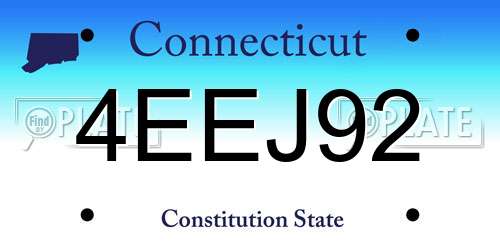 4EEJ92 Connecticut License Plate