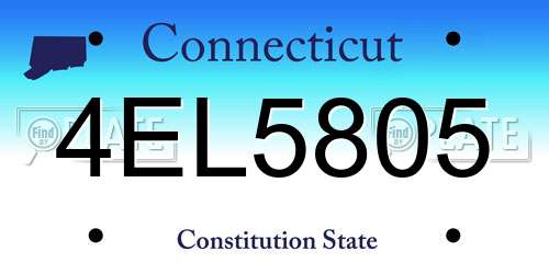 4EL5805 Connecticut License Plate