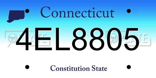 4EL8805 Connecticut License Plate