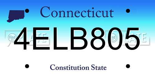4ELB805 Connecticut License Plate
