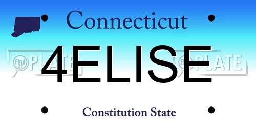 4ELISE Connecticut License Plate