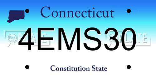 4EMS30 Connecticut License Plate