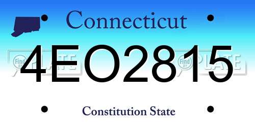 4EO2815 Connecticut License Plate