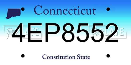 4EP8552 Connecticut License Plate