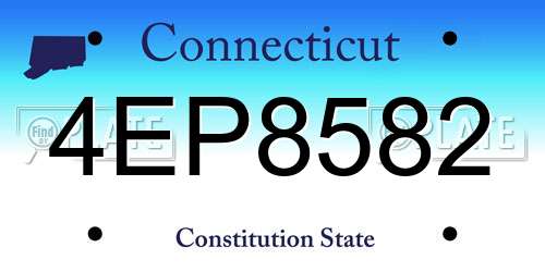 4EP8582 Connecticut License Plate