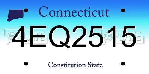 4EQ2515 Connecticut License Plate