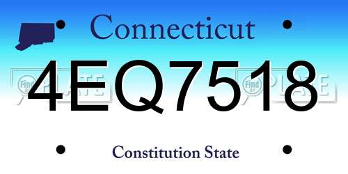 4EQ7518 Connecticut License Plate