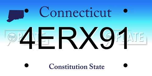 4ERX91 Connecticut License Plate