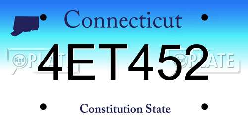 4ET452 Connecticut License Plate