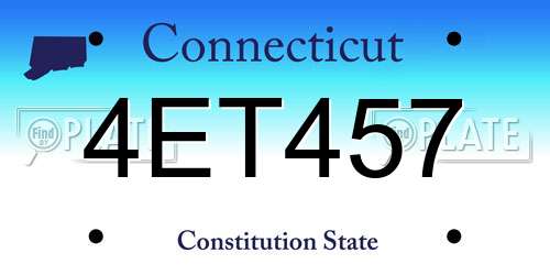 4ET457 Connecticut License Plate