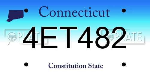 4ET482 Connecticut License Plate