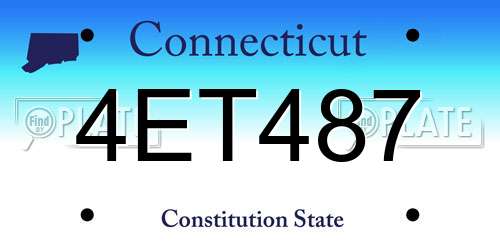 4ET487 Connecticut License Plate
