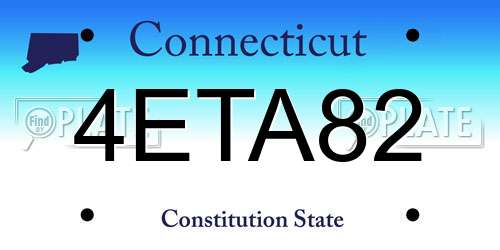 4ETA82 Connecticut License Plate