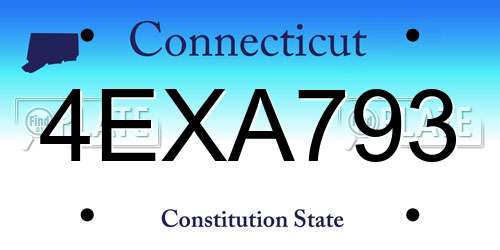 4EXA793 Connecticut License Plate