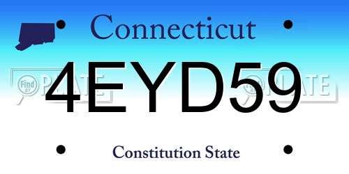 4EYD59 Connecticut License Plate