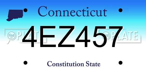 4EZ457 Connecticut License Plate