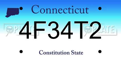 4F34T2 Connecticut License Plate