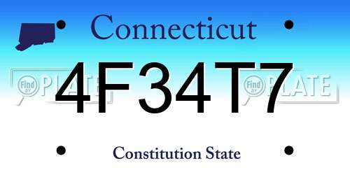 4F34T7 Connecticut License Plate
