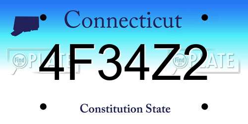 4F34Z2 Connecticut License Plate