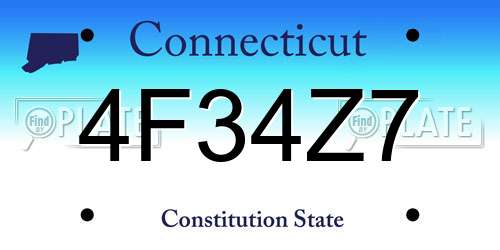 4F34Z7 Connecticut License Plate