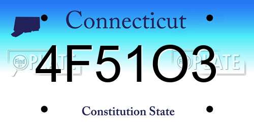 4F51O3 Connecticut License Plate
