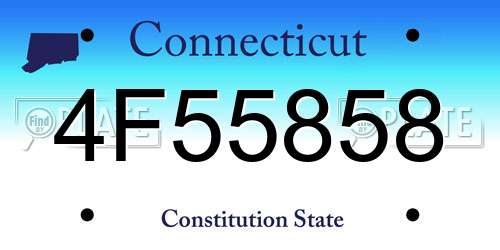 4F55858 Connecticut License Plate