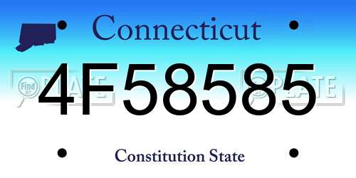 4F58585 Connecticut License Plate