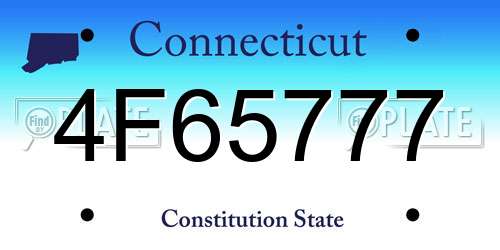 4F65777 Connecticut License Plate