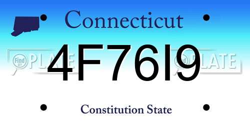 4F76I9 Connecticut License Plate