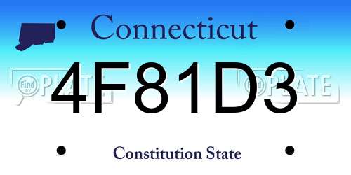 4F81D3 Connecticut License Plate