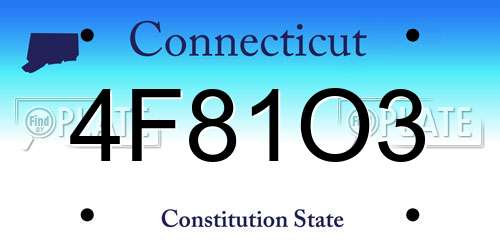 4F81O3 Connecticut License Plate