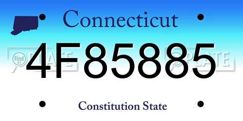 4F85885 Connecticut License Plate