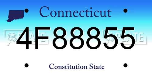 4F88855 Connecticut License Plate