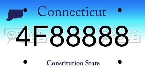 4F88888 Connecticut License Plate