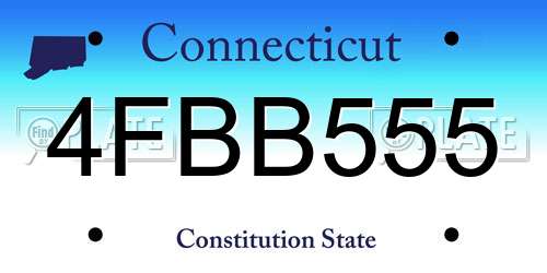 4FBB555 Connecticut License Plate