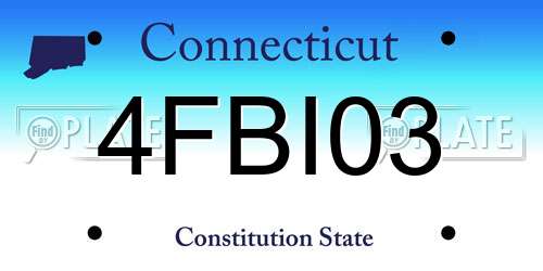 4FBI03 Connecticut License Plate